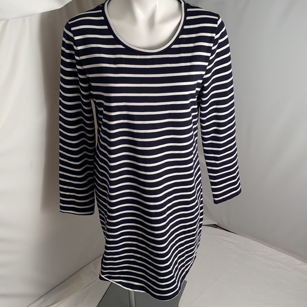 Paraphrase navy and white striped long sleeve dress